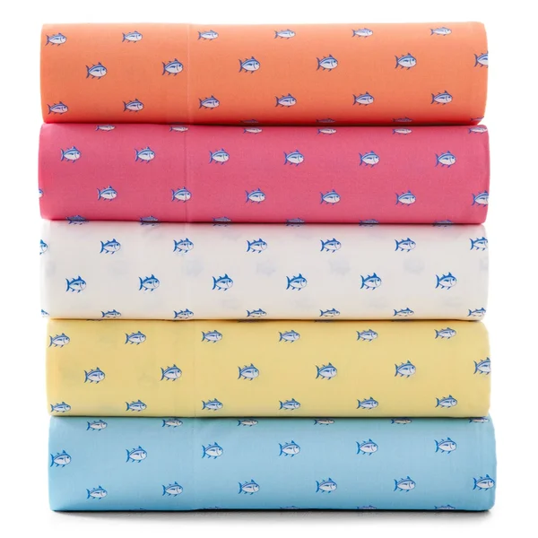 Southern Tide Printed Skipjack Cotton Sheet Set - Coral, Queen