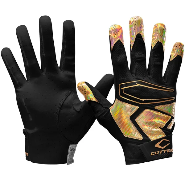 Cutters Rev Pro 4.0 Football Receiver Gloves - XL, Black/Gold