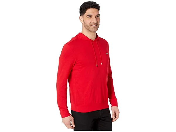 Lacoste Men Long Sleeve Jersey Hoodie T-Shirt L Red