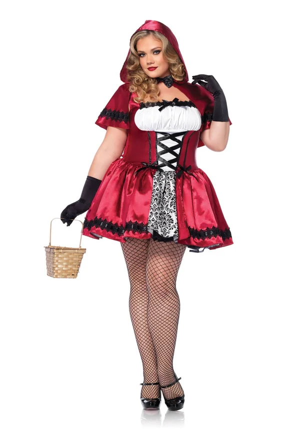 Gothic Red Riding Hood Plus Size Costume - Adult, Womens, Black/Red, 6X, Leg Avenue