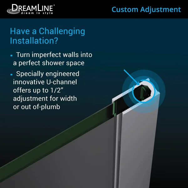 DreamLine SHDR-244107210-04 Unidoor Plus Hinged Shower DOOR - Brushed Nickel, 41 to 41-1/2x22 x 72x22