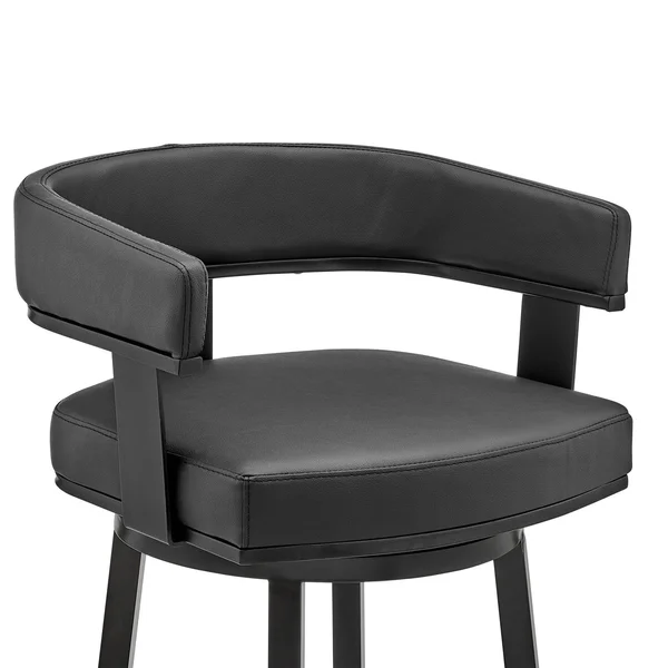 30x22 Cohen Barstool with Black Faux Leather Black Finish - Armen Living
