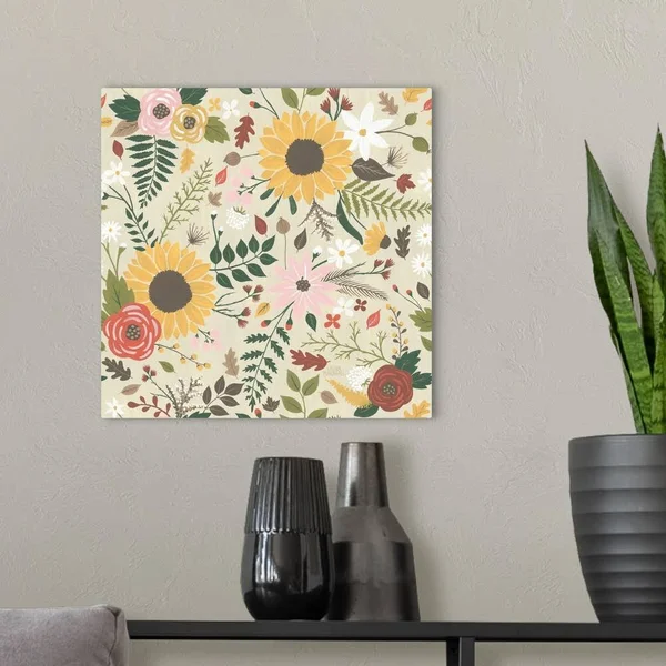 Autumn Garden Pattern VIII - Canvas Wall Art, 16x16, Great Big Canvas
