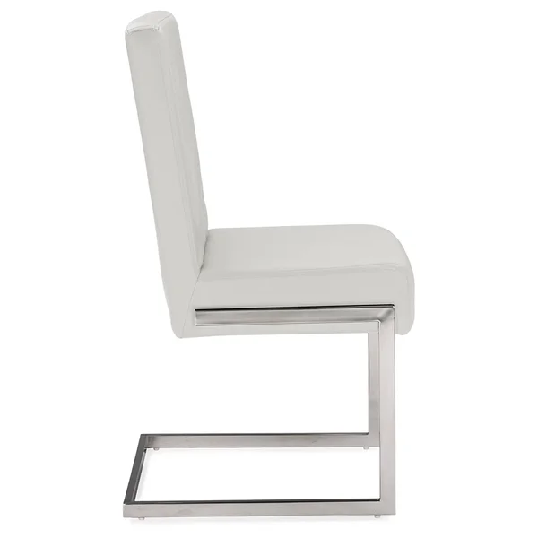 Baxton Studio Toulan Modern and Contemporary White Faux Leather Upholstered Stainless Steel Dining Chair (Set of 2)