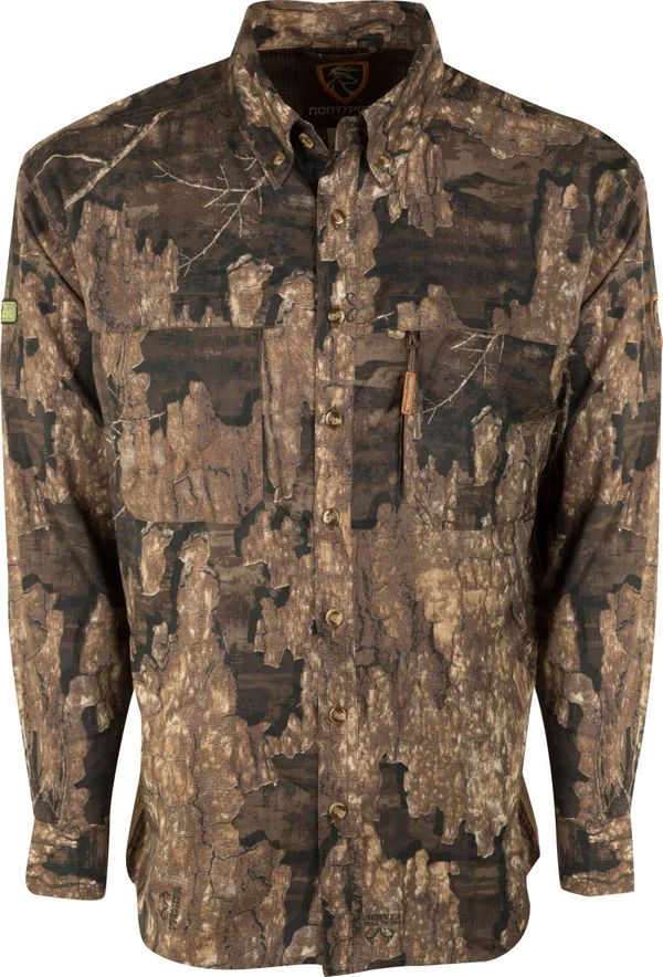 Drake Waterfowl Men's Non-Typical Mesh Back Flyweight Long Sleeve Hunting Shirt with Agion Active XL - Xxxl, Brown