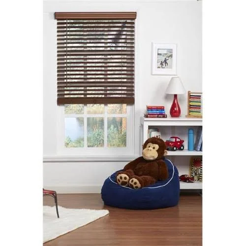 Safe Styles UBJ425X72BK 2 in. Cordless Faux Wood Blind Dark Oak - 42.5 x 72 in.