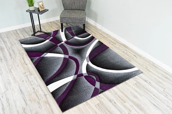 Planet Rugs Inc Premium 3D Effect Hand Carved Thick Modern Contemporary Abstract Area Rug Design 2305 Purple 7&9&&x10&8&&