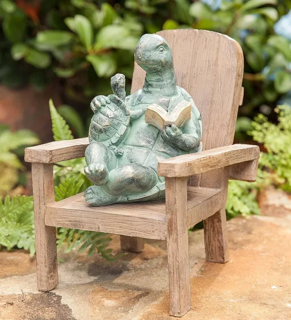 Plow & Hearth Reading Turtle Garden Statue