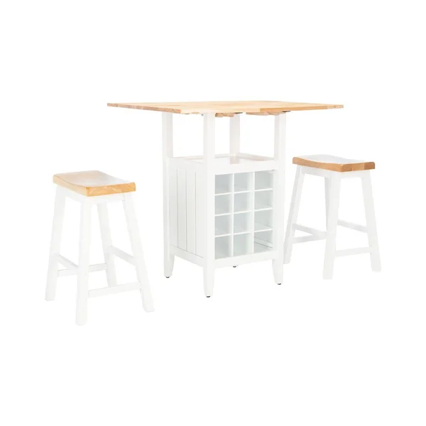 Safavieh Emeric 3 PC Set Drop Leaf Pub Table - Natural, White