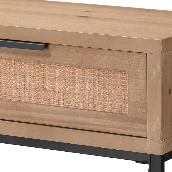 Reed Console Table in Washed Wood & Black Metal