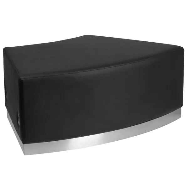 Flash Furniture Hercules Alon Series Black Leather Backless Convex Chair with Brushed Stainless Steel Base