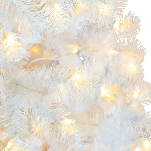 Holiday Time Pre-Lit 6.5& Madison Pine White Artificial Christmas Tree Clear-Lights