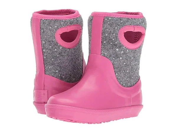 Ugg Australia Girls Kex Sparkle Sherpa Accented/pink Or Blk Rain Boots