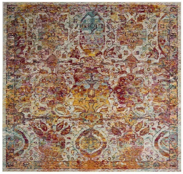 Safavieh CRS505A Crystal Light Blue - Orange Area Rug - 7& x 7& Square