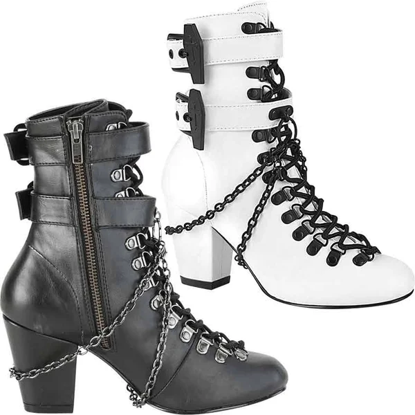 Demonia - Womens VIVIKA-128 Boots White Vegan - Size-7