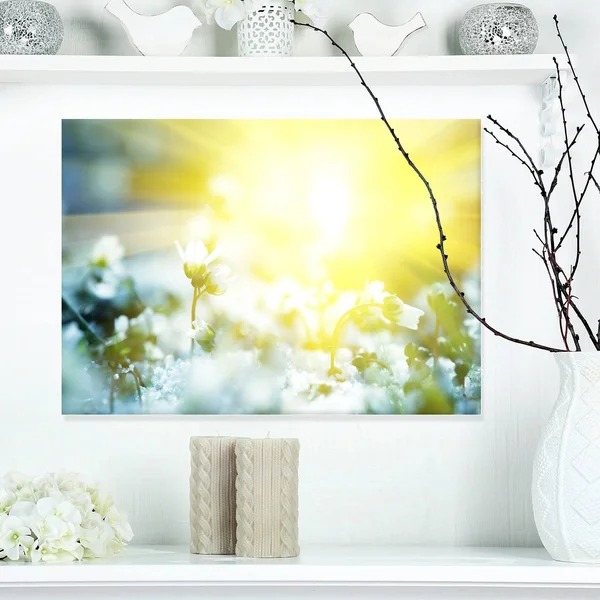 Design Art 'Beautiful White Flowers at Sunrise' Graphic Art on Wrapped Canvas