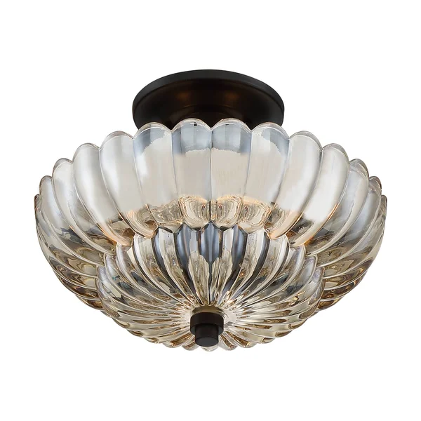 Quoizel Whitecap 3-Light Semi-Flush Ceiling Light, Mottled Cocoa