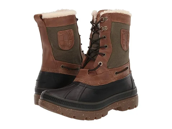 Men's Sperry Ice Bay Tall Waterproof Snow Boot Brown/ Olive