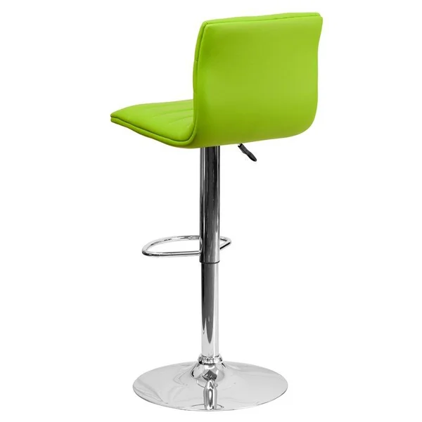 Bowery Hill Adjustable Faux Leather Striped Bar Stool in Green