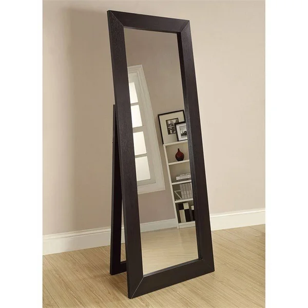 Bowery Hill Floor Mirror in Dark Cappuccino, Black