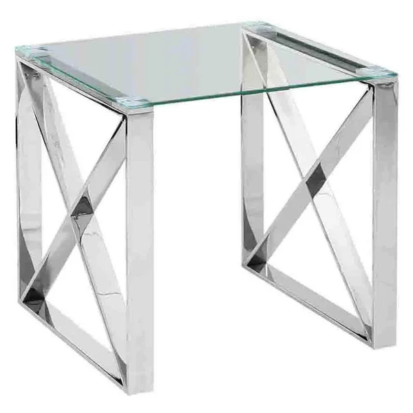 Sagebrook Home Silver Metal/Glass Accent Table