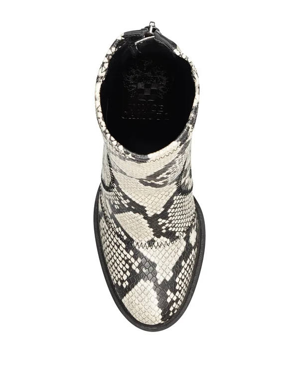 Vince Camuto Women's Erettie Lug Sole Platform Booties - Black/White Snake