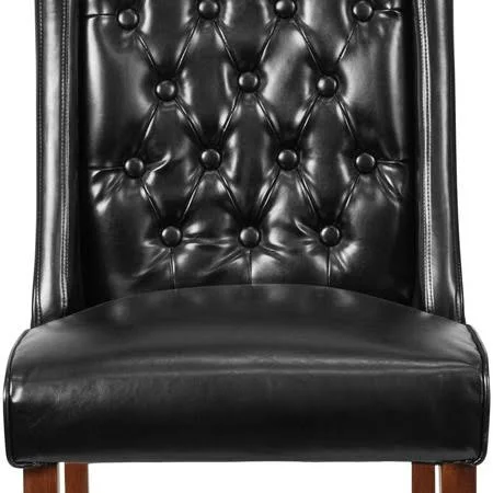 Flash Furniture 2 Pk. Hercules Preston Series Black Leather Tufted Parsons Chair
