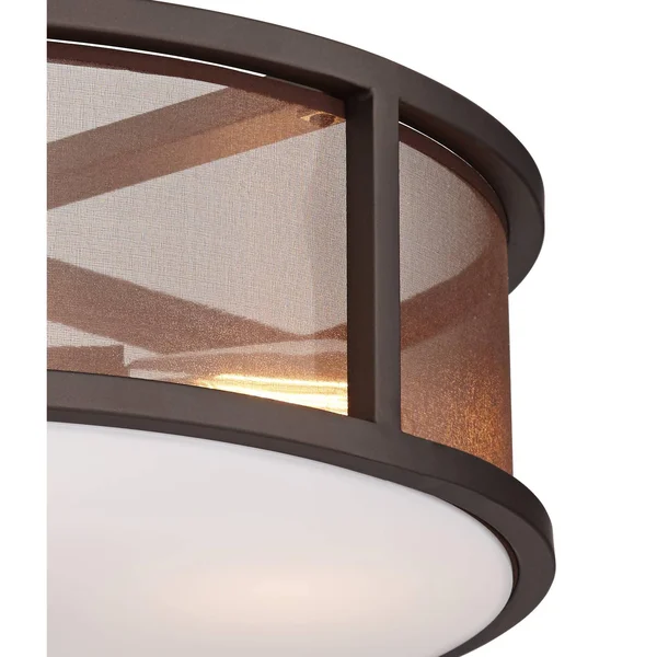 Possini Euro Design Industrial Ceiling Light Semi Flush Mount Fixture Bronze 18 3/4x22 Wide 4-Light Brown Organza for Living Roo