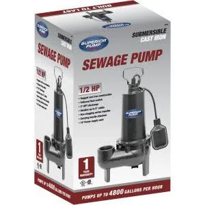 Superior Pump 93501 1/2 HP Cast Iron Sewage Pump