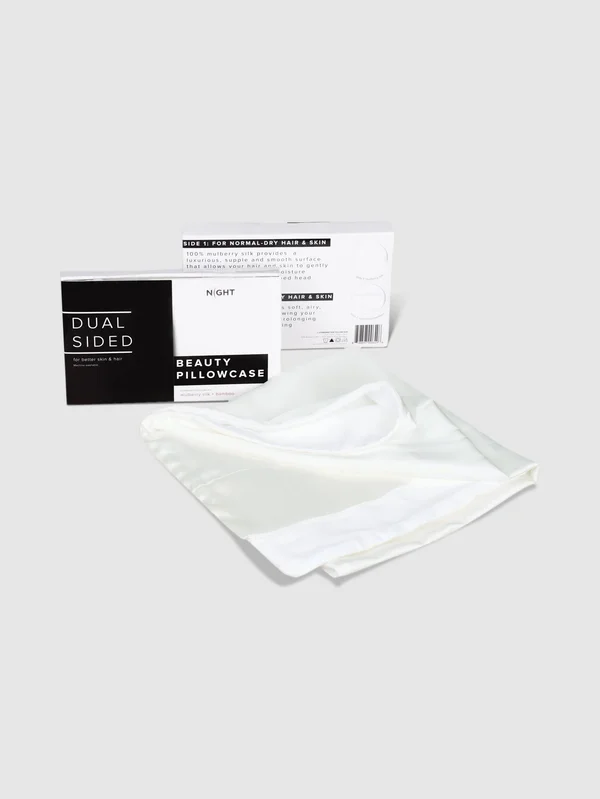 Night Dual Sided Beauty Pillowcase - White - Standard/Queen