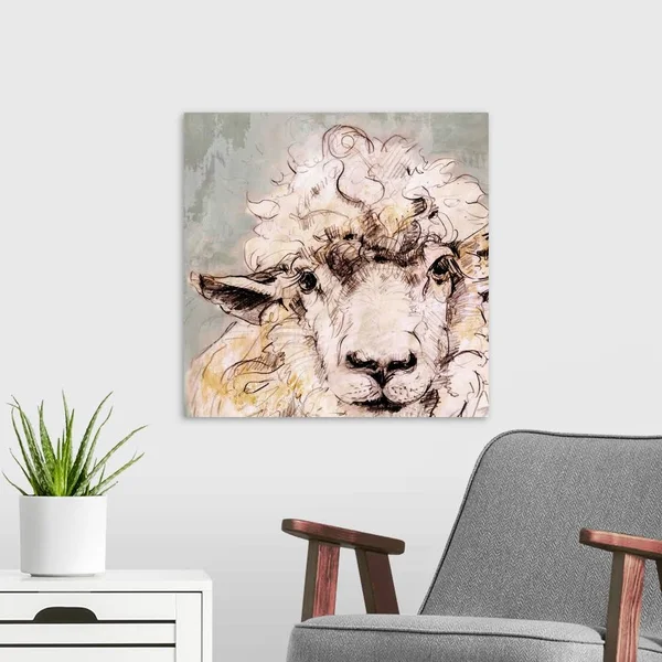 Sheep, Large Solid-Faced Canvas Wall Art Print, Great Big Canvas