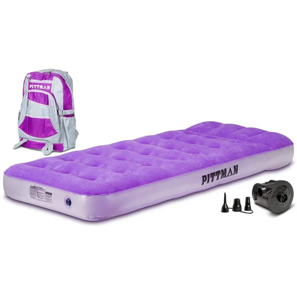Airbedz Pittman PPIPPLKIDMAT Kid's Twin Air Mattress Purple w/ Battery Air Pump