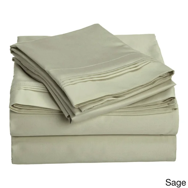 Superior Egyptian Cotton 1500 Thread Count Solid Deep Pocket Sheet Set, Sage, Queen