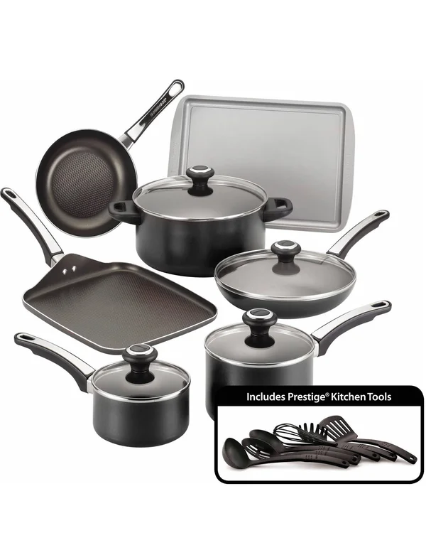 Farberware High Performance 17-Piece Nonstick Cookware Set, Black