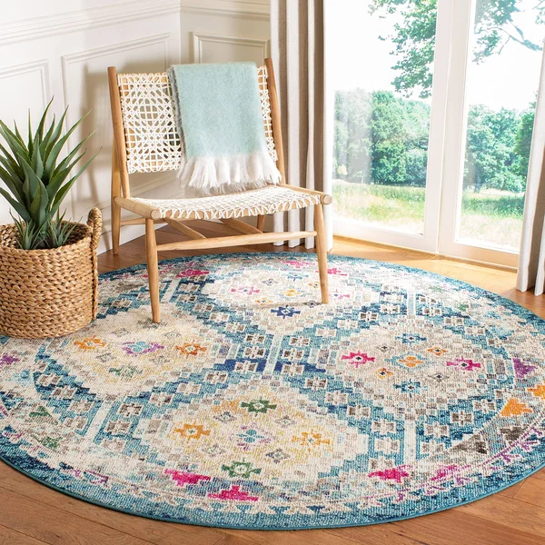 Safavieh Madison 418 Area Rug - Dark Blue, Yellow, 6&7x22 x 6&7x22 Round
