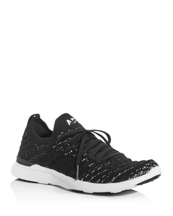 APL Athletic Propulsion Labs Women's Techloom Wave Knit Low-top Sneakers - 5.5, Black/White/White