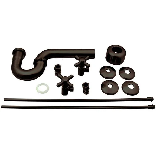 Westbrass Traditional Pedestal Lavatory Kit - Cross Handles - Black, D1838L-62