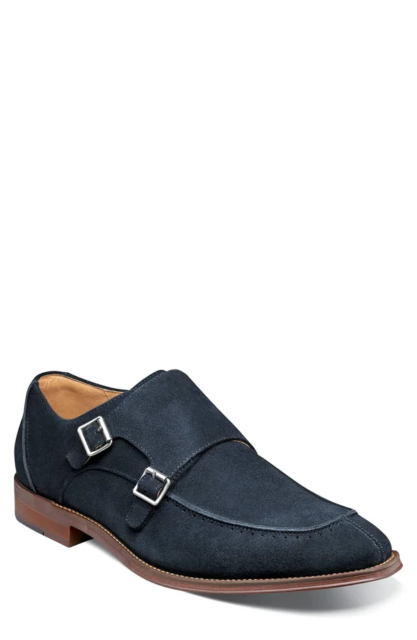 Stacy Adams Men's Shoes Balen Double Monk Strap Navy Suede 25225-415