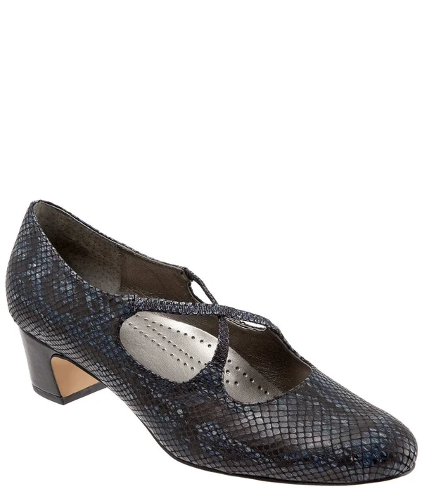 Trotters Jamie Pumps - Women's, Navy Snake, Size: 5.5