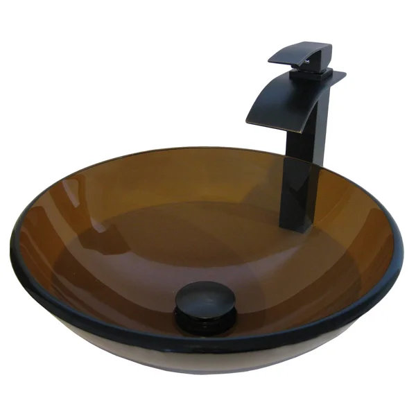 Novatto Ty Glass Vessel Bathroom Sink Set - Oil Rubbed Bronze