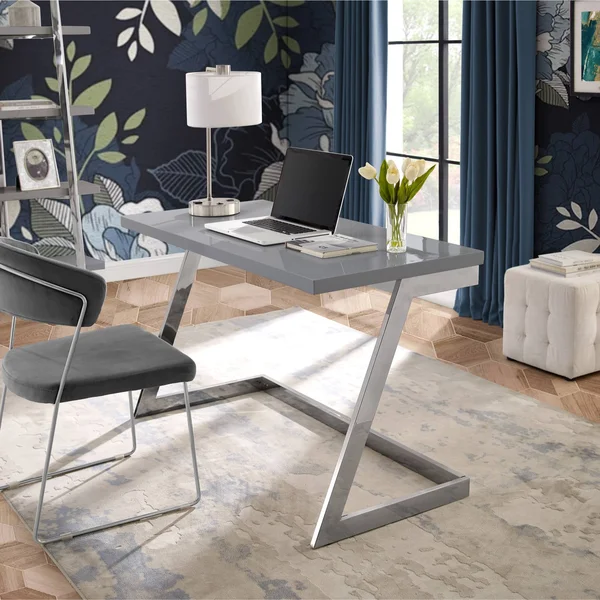 Kali Writing Desk Light Grey/Chrome