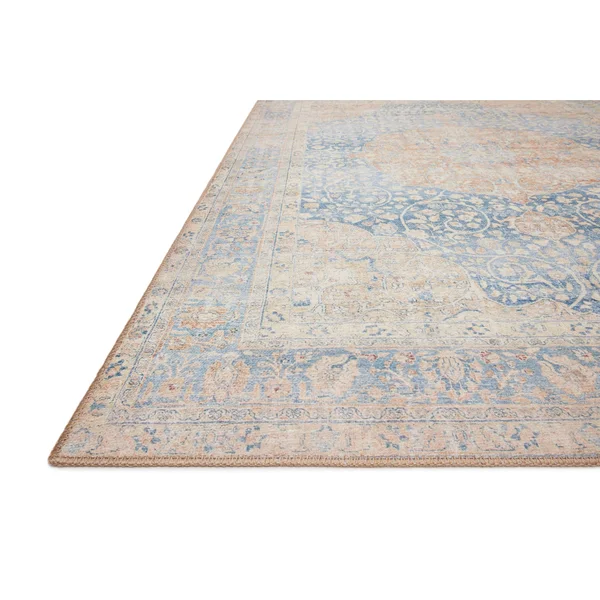 Alexander Home Victoria Shabby Chic Printed Vintage Area Rug - 7&-6x22 x 9&-6x22 - Blue - Tangerine