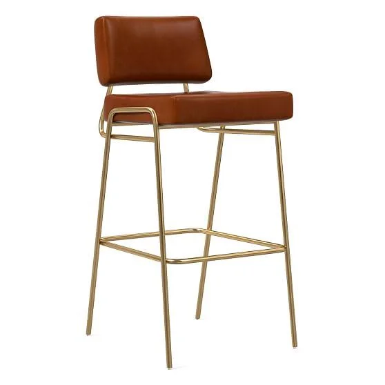 West Elm Wire Frame Counter Stool - Ludlow Leather, Navy, Gunmetal
