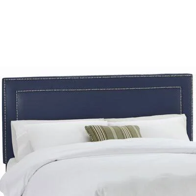 Olivia Upholstered Panel Headboard Wayfair Custom Upholstery Size: King - Upholstery: Patriot Blueberry, Nailhead Finish: Pewter