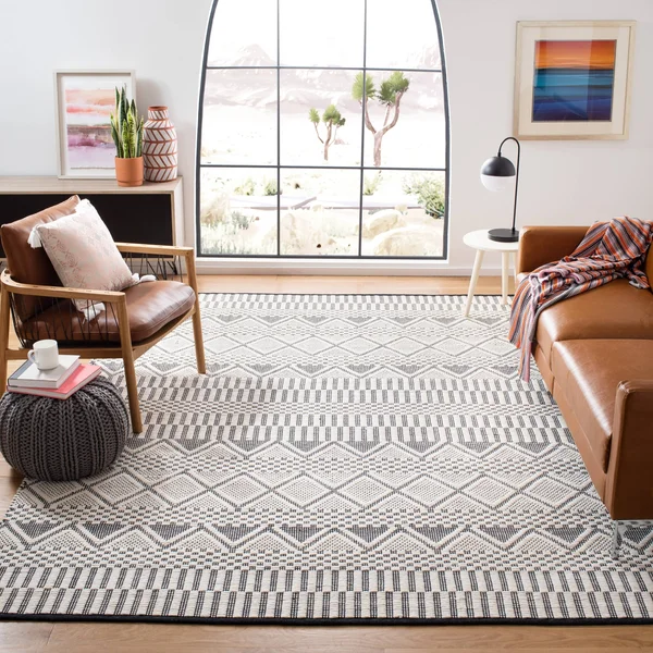 Safavieh Natura Rug Collection NAT853A - Ivory - Black - 9& x 12&