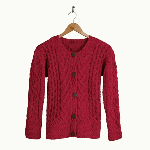 Aran Woollen Mills Women's Button Down Sweater - Aileen Aran Cardigan A968 262 Chili Small