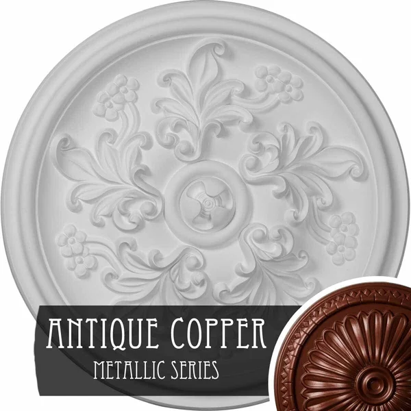 Ekena Millwork CM14KTBPS 14 1/2x22OD x 2 3/4x22P Katheryn Ceiling Medallion (Fits Canopies Up to 2 1/8x22) - Hand-Painted Black P