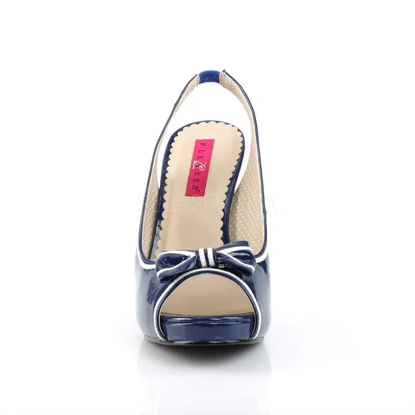 Pleaser Pink Label PINUP-10 - 4 1/2x22 Slingback Sand - Blue/White 9