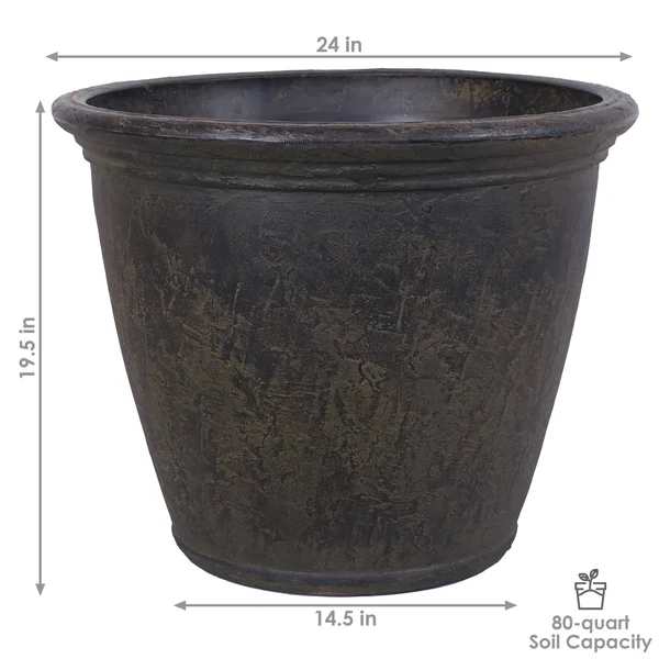 Sunnydaze Anjelica Outdoor Flower Pot Planter - Sable Finish - 24-Inch - 4-Pack
