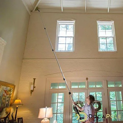 DocaPole Microfiber Feather High Reach Dusting Kit - Includes 7 ft. to 30 ft. Extension Pole Cobweb Duster and Ceiling Fan Duste